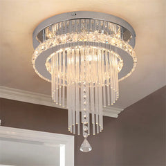Crystal Chandelier Chrome Ceiling Lamps Led Flush Mount Stainless Steel Fixture Aisle Light Lustre Dining Room Living Room Decor