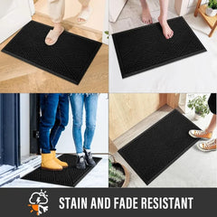 Sturdy doormat, absorbent, muddy and stain resistant, welcome doormat, fade resistant, non slip rubber backing, 72 × 24, black