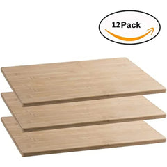 Bamboo Kitchen Cutting Board - 12 Pack - Eco Friendly Wooden Chopping Boards for Meat & Vegetables - 17”x 13”x 0.5”