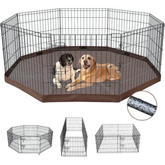 Foldable Metal Dog Exercise Playpen Gate Fence Dog Crate 8 Panels 24 Inch Height Puppy Kennels with Bottom Pad