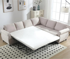 Sleeper Sofa Bed, Pull-Out Couch with Mattress, Modern L-Shaped Convertible Sofa with Storage