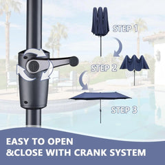 13Ft Large Patio Umbrella with Base Outdoor Double-Sided Market Extra Large Table Umbrella Easy Crank for Yard, Poolside