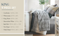 King Comforter Set, Bed in a Bag King, Watercolor Print Coastal Comforter & Chambray Cotton Sheet Set, All Season Bedding Set
