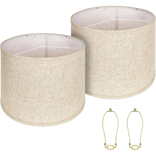Large Lampshades Set of 2 Drum Lamp Shades 15" Top X 15" Bottom X 12" High, Large Lamp Shade Spider Fitter Brown Lampshades