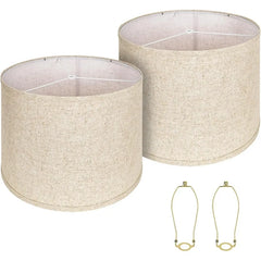 Large Lampshades Set of 2 Drum Lamp Shades 15" Top X 15" Bottom X 12" High, Large Lamp Shade Spider Fitter Brown Lampshades