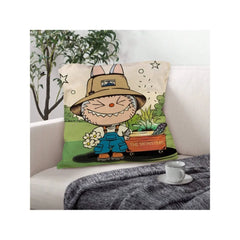 Funny Labubu Throw Pillow Cover, The Monsters Decorative Square Pillowcase Throw Cushion Case for Bedroom,Living Room,18x18 Inch