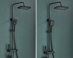 Rozin Black Smart Digital Display Shower Faucet Set Piano Style Rainlfall Bathroom System Grey Digital Mixer Tap Bidet Shower