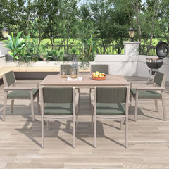 7 Piece Patio Dining Table Set, All-Weather Outdoor Furniture Set with Dining Table and Chairs for Garden, Backyard