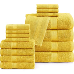 16 Piece Bath Towels - 100% Cotton Towels for Bathroom, Premium Quality Hotel Towels, Highly Soft & Absorbent