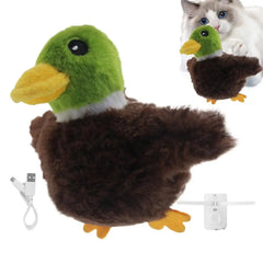 Chirping Bird Cat Toy Interactive Flapping Wings Plush Bird Toy Battery Operated Stimulate Animal Kitten Toy