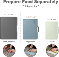 Plastic cutting board with grinding area and measuring function, cutting board for the kitchen, dishwasher safe, set of 3