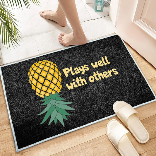 Cartoon Pineapple Pattern Entrance Doormat Comfortable Non-slip Bathroom Floor Mats Home Decor Kitchen Rugs Welcome Door Mat