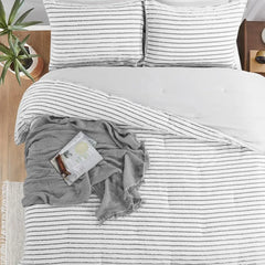 Oversized King Boho Comforter Set 120x120, Black White Tufted Jacquard Geometry Bedding 2 Matching Pillow Cases, Comforters