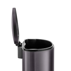13.2 And 1.6 Gallon Trash Can Combo, D-Shape Step On Kitchen And Bathroom Trash Can, Black Stainless Steel
