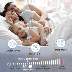 52 "Smart Low Profile ceiling Fans with Lights Remote,Quiet DC Motor,Outdoor Indoor Flush Mount Fan,Control WIFIAle