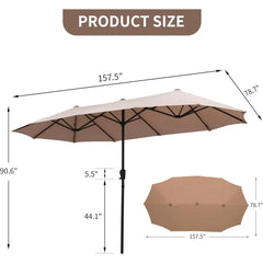 13Ft Large Patio Umbrella With Base Outdoor Double-Sided Market Extra Large Table Umbrella Outdoor Patio Easy Crank for Yard