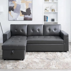 Sleeper Sectional Sofa with Convertible Sofa Bed & Storage Chaise