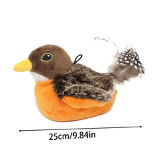 Chirping Bird Cat Toy Interactive Flapping Wings Plush Bird Toy Battery Operated Stimulate Animal Kitten Toy