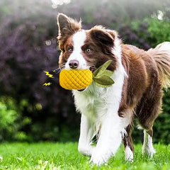 Squeaky Pineapple Dog Toy Natural Rubber Squeaky Indestructible Dog Chew Toys Tough Dog Puzzle Toys Treat Dispensing For Small