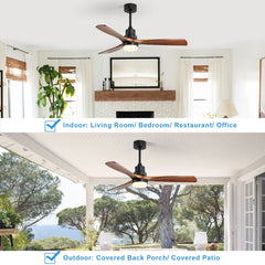Sofucor Modern 52-inch ceiling fan with LED DC 6-speed high wind with remote control For living room、Bedroom、Dining room