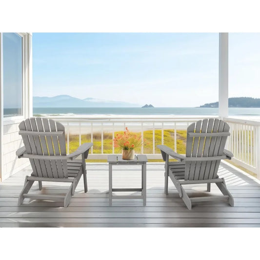 Wooden folding Adirondack chairs set of 2, pre-assembled wooden recliners with backrest outdoor patio garden lawn backyard