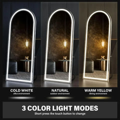 Full Length Mirrors with LED Lights, Arched Lighted Mirror, Free Standing Floor Mirrors, 63 "X 20"