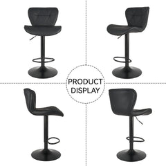 Modern Bar Stools Set of 2, Adjustable Faux Leather Upholstered Swivel Bar Stools, Counter Height Bar Chairs with Back