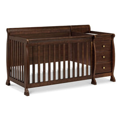 4-in-1 Convertible Baby Crib Changing Table Combo GREENGUARD Gold Certified Adjustable Height Wood Toddler Bed Daybed Full-Size