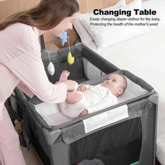 pack n play,Portable Playard Bassinet Bedside Sleeper for Newborn to Toddler,Baby Crib w/Carry Bag Nursery Center