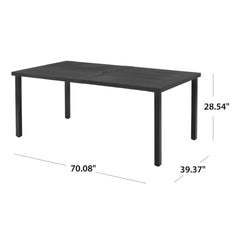 Rectangle Steel Outdoor Dining Table, Black