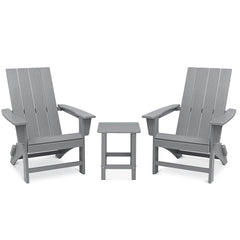 Portable Chairs Table Set of 3, Folding Adirondack Chair Table for All Weathers, Outdoor Fire Pit Chairs for Patio Poolside