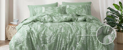 PHF 7 Pieces California King Bed in A Bag, Ultra Soft Comforter Set & Sheet Set, Reversible Botanical Bedding Set Include Comfor