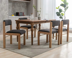 Dining Chairs, Set of 4, Upholstered Seat, Armless Side Chair W/Adjustable Back/Wood Frame, Farmhouse Dining Room Chair