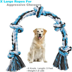 Durable Red Interactive Dog Rope Toy - Tough and Heavy Duty Toy for Aggressive Chewers, Suitable for Medium to Large Dogs, Featu