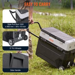 SucceBuy 38L/53L Portable Car Refrigerator Freezer Electric Mini Fridge Ice Box with Wheels Compressor for Camping Outdoor Car