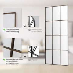 Windowpane Mirror Full Length 71"x30" Wall Mounted Art Pane Mirror Farmhouse Decorative Floor Mirror Leaning Hanging Wall