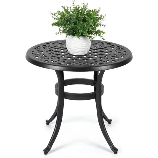 23.22" Round Cast Aluminum Patio Bistro Table, Bistro Table, Patio Dining Table Round, Outdoor Side Table, for Porch, Backyard,