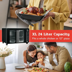 Oven Air Fryer Combo 17 cooking presets 1700W french door digital air fryer oven 24L capacity accessories, convection rack