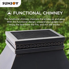 Outdoor Fireplace,Heirloom Patio Wood Burning Steel Fireplace with Chimney,Spark Screen,Fire Poker, and Removable Grate,Fire Pit