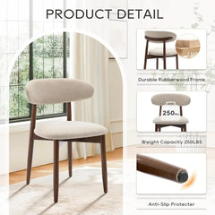 Wooden Dining Chairs Set of 6 Modern Fabric Upholstered Dining Room Chair Farmhouse Kitchen Side Chairs with Foot Pegs