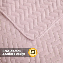 White Quilt Set Queen Size, Lightweight Bedspread Ultrasonic Chevron Pattern Light Coverlet for All Season Comforter Bedding