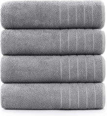 100% Cotton 30x60 4 Pk Bath Towels Set for Bathroom, Extra Large Ringspun Soft and Absorbent