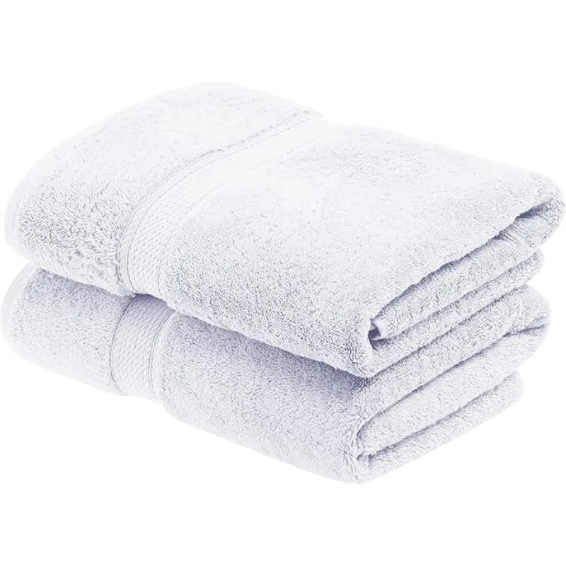 Egyptian Cotton Pile Bath Towel Set of 2, Ultra Soft Luxury Towels, Thick Plush Essentials, Absorbent Heavyweight, Guest Bath