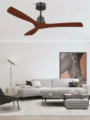 Sofucor 52-inch DC Ceiling Fans 3 Walnut Blade With Remote Control Simple Ceiling Fan Without Light Home Fan