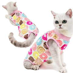 Pet Cat Weaning Suit Cotton Clothes for Small Dogs Cat Vest Jumpsuit Anti-licking After Surgery Recovery Care Suit Kitten Outfit
