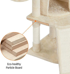 42in Cat Tree Tower for Indoor Cats. Cat Condo with Perch & Hammock, Multi-Level Activity Center, Scratching Posts