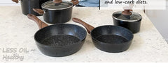 Pots and Pans Set Non Stick - 15 Pcs Black Induction Kitchen Cookware Sets, Healthy Non-toxic Hammered Cooking Pans Set
