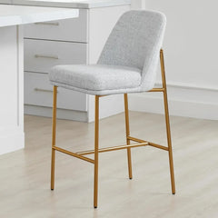 Counter Height Bar Stools Set of 2, FSC Certified Metal Barstools for Kitchen Island, 27" H Seat Height,Fabric, White