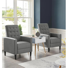Fabric Recliner Chair Mid-Century Modern Recliner Adjustable Single Recliner Sofa with Thicker Seat Cushion Tufted Upholstered