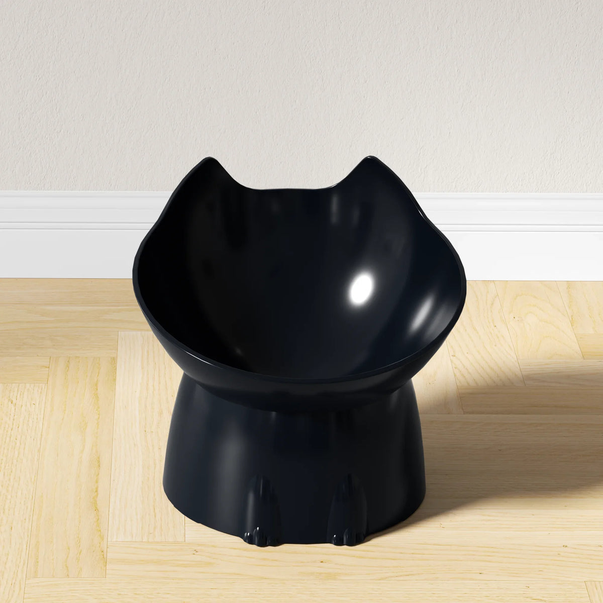 1pc WhiskerWare Elevated Cat Bowl, Anti-Tip Plastic Raised Pet Feeding Dish with Tilted Edge, Neck Protection Kitty Food Dog